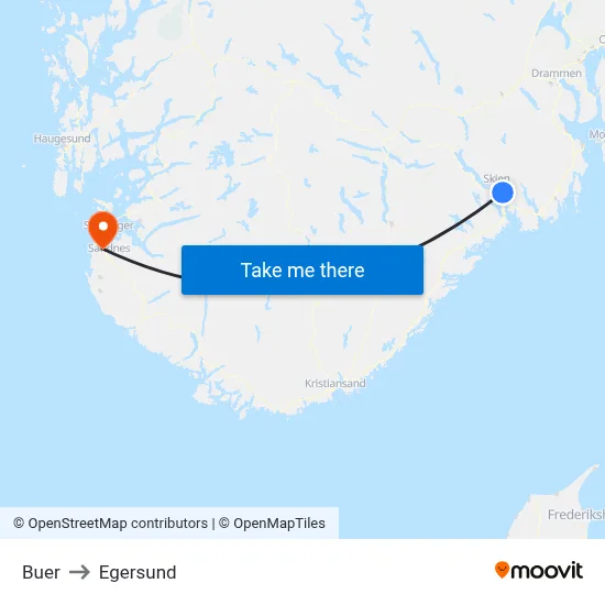 Buer to Egersund map