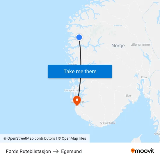 Førde Rutebilstasjon to Egersund map