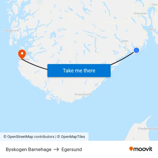 Byskogen Barnehage to Egersund map