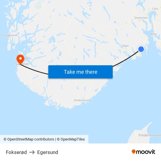 Fokserød to Egersund map