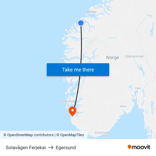 Solavågen Ferjekai to Egersund map