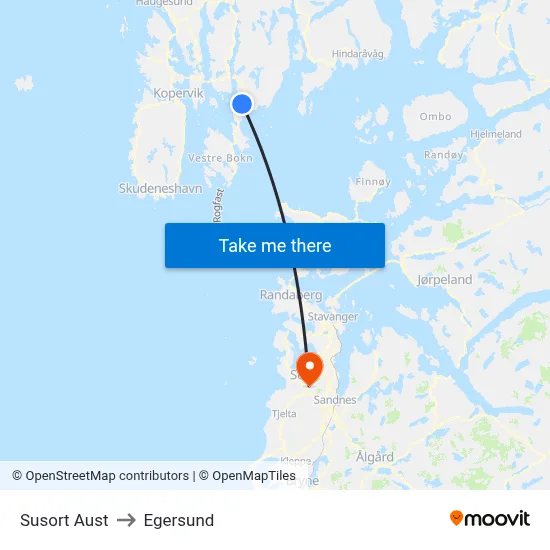 Susort Aust to Egersund map
