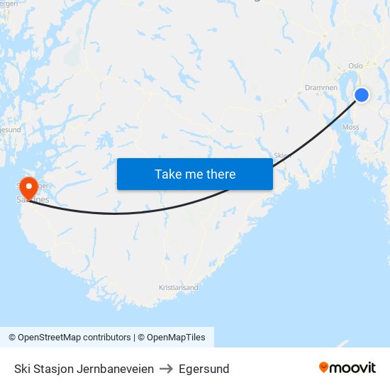 Ski Stasjon Jernbaneveien to Egersund map