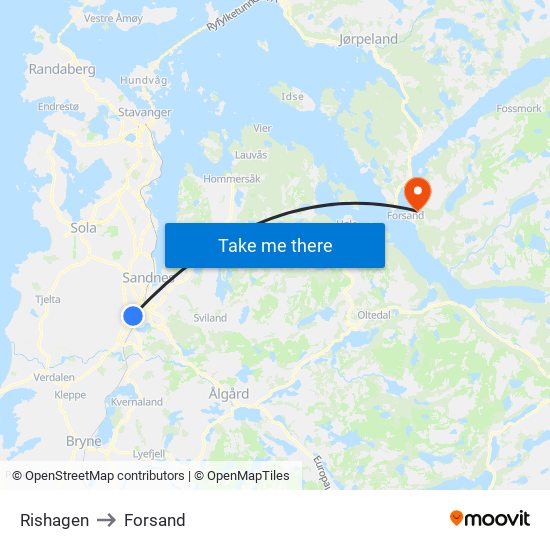 Rishagen to Forsand map