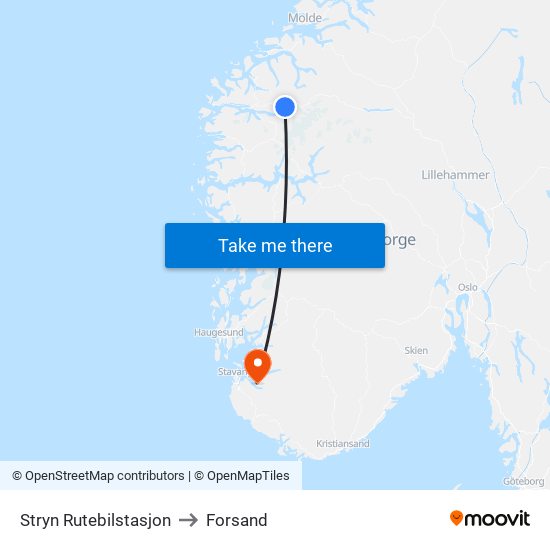 Stryn Rutebilstasjon to Forsand map