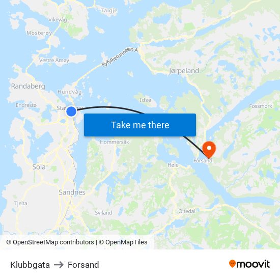 Klubbgata to Forsand map
