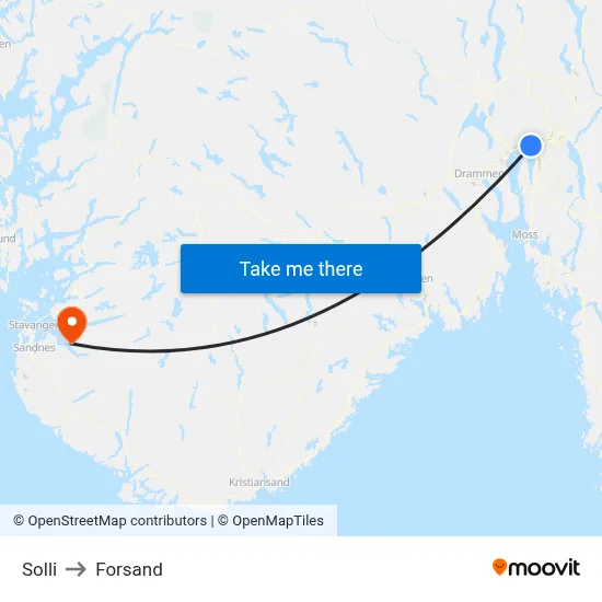 Solli to Forsand map