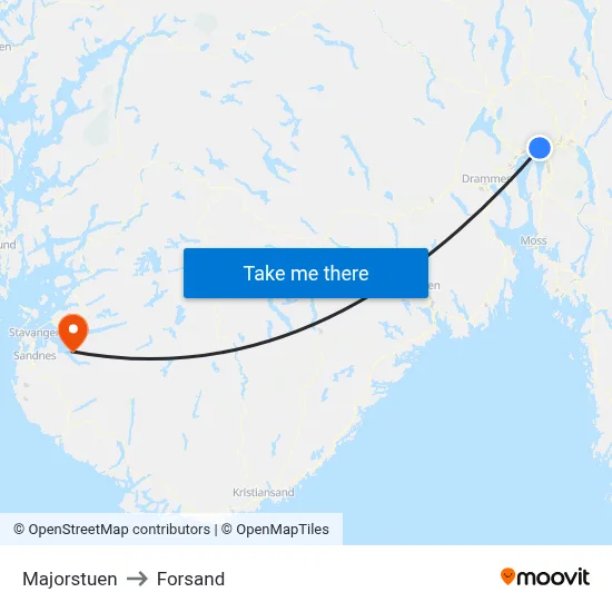 Majorstuen to Forsand map