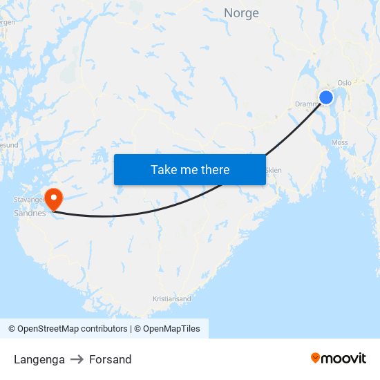 Langenga to Forsand map