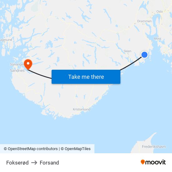 Fokserød to Forsand map