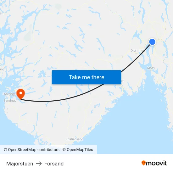 Majorstuen to Forsand map