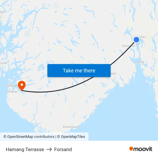 Hamang Terrasse to Forsand map