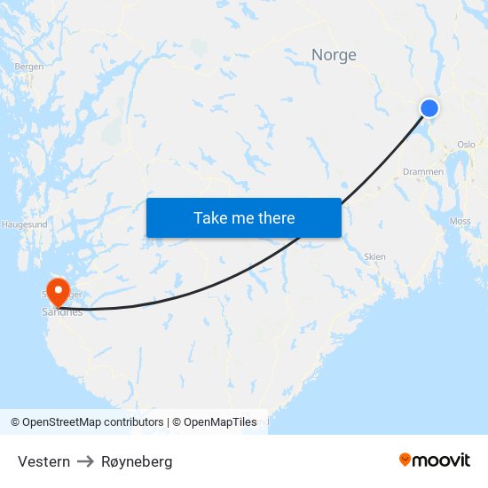 Vestern to Røyneberg map