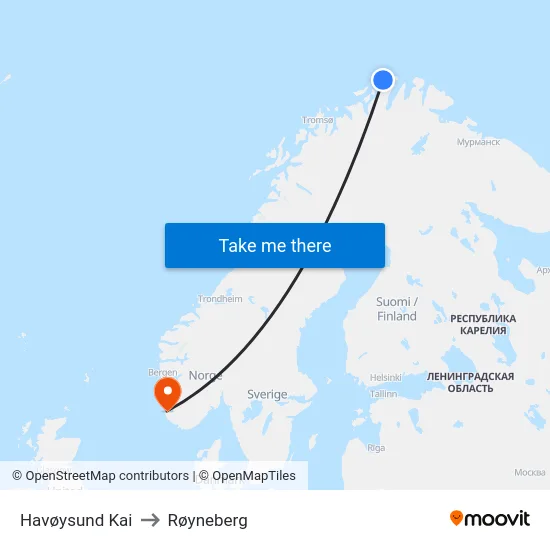 Havøysund Kai to Røyneberg map
