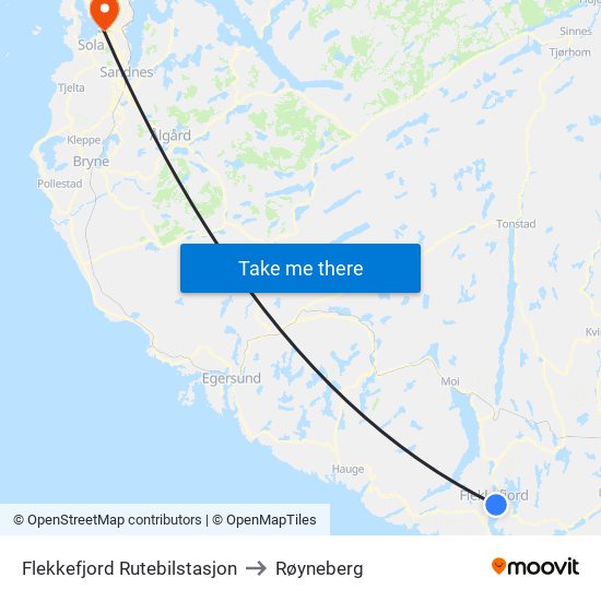 Flekkefjord Rutebilstasjon to Røyneberg map