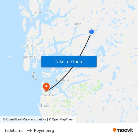 Litlehamar to Røyneberg map