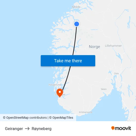 Geiranger to Røyneberg map