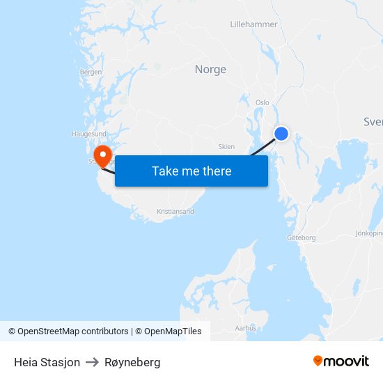 Heia Stasjon to Røyneberg map