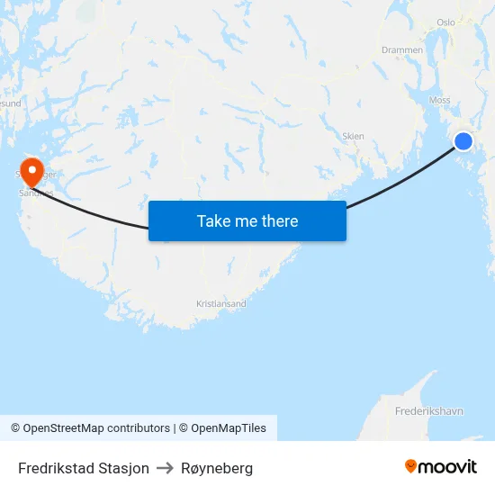 Fredrikstad Stasjon to Røyneberg map