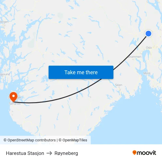 Harestua Stasjon to Røyneberg map