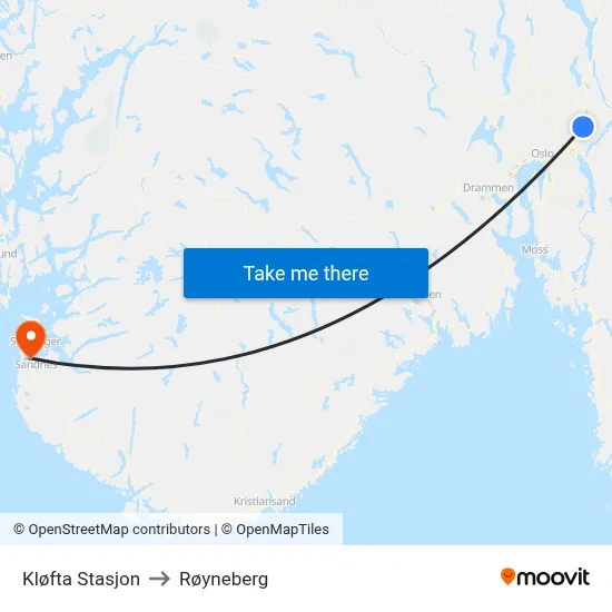 Kløfta Stasjon to Røyneberg map