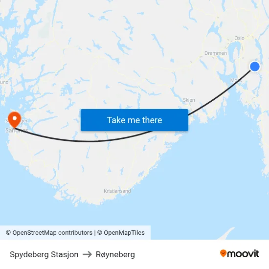 Spydeberg Stasjon to Røyneberg map