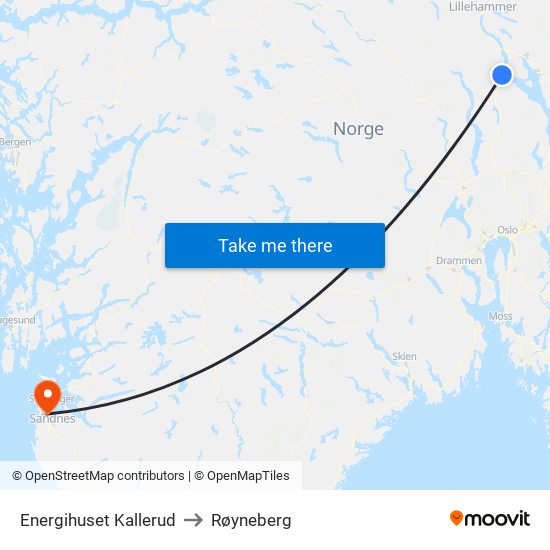 Energihuset Kallerud to Røyneberg map