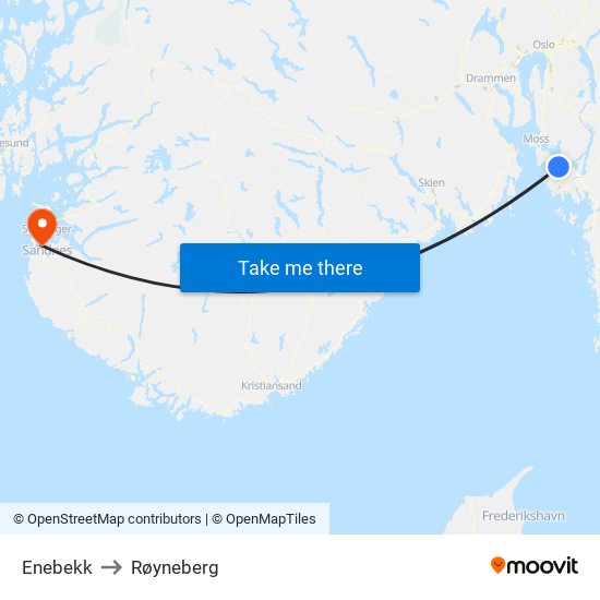 Enebekk to Røyneberg map