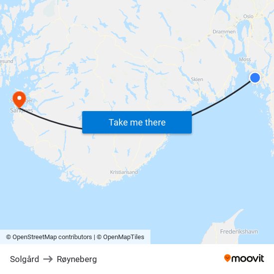 Solgård to Røyneberg map