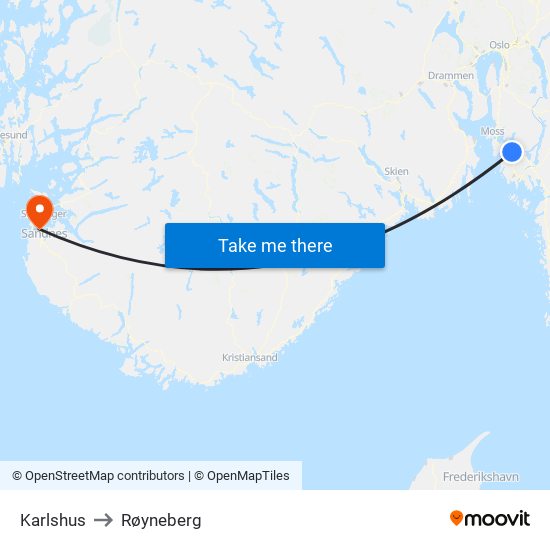 Karlshus to Røyneberg map