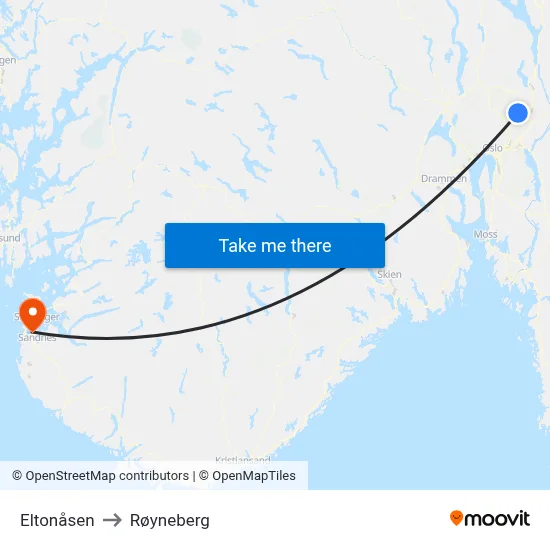 Eltonåsen to Røyneberg map