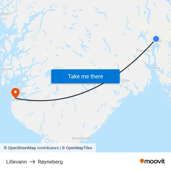 Lillevann to Røyneberg map