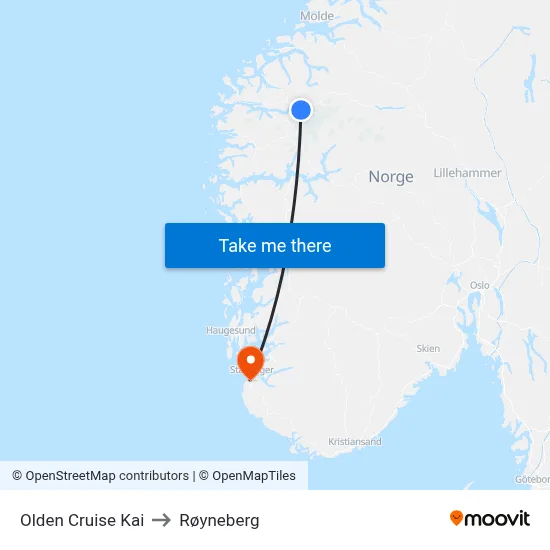 Olden Cruise Kai to Røyneberg map