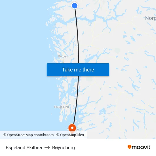 Espeland Skilbrei to Røyneberg map