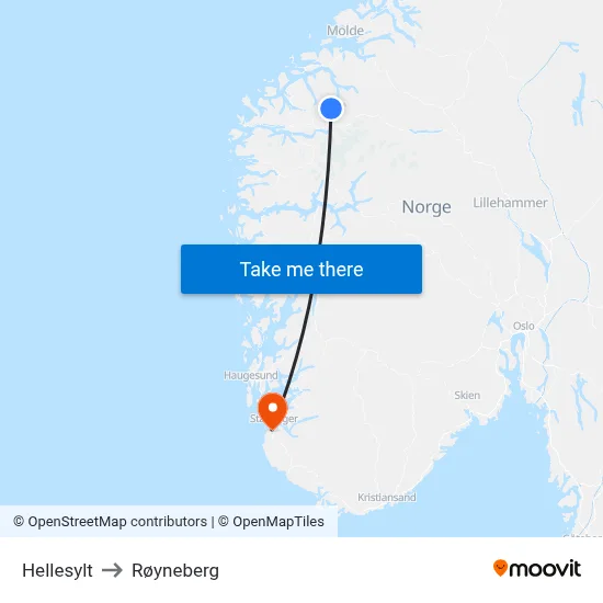 Hellesylt to Røyneberg map