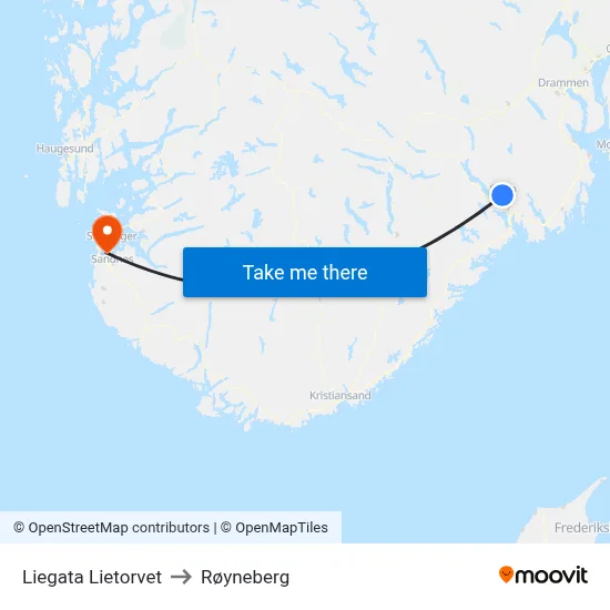 Liegata Lietorvet to Røyneberg map
