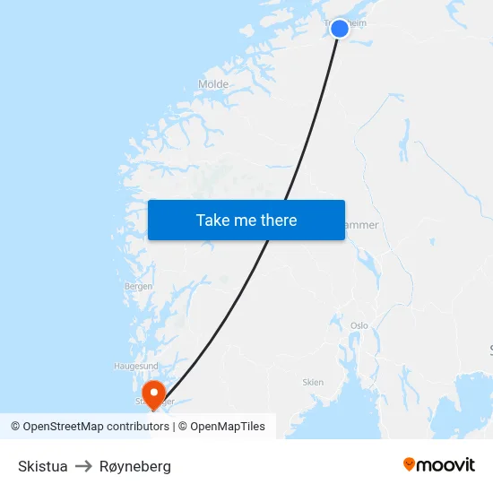 Skistua to Røyneberg map