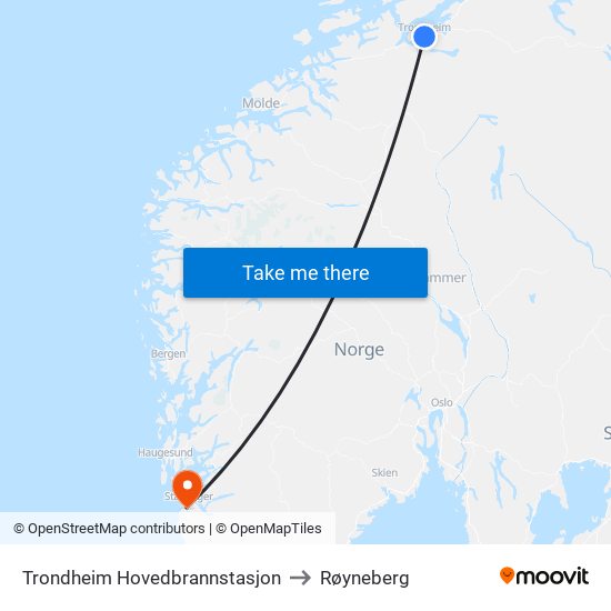 Trondheim Hovedbrannstasjon to Røyneberg map