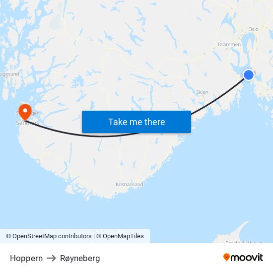 Hoppern to Røyneberg map