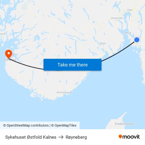 Sykehuset Østfold Kalnes to Røyneberg map