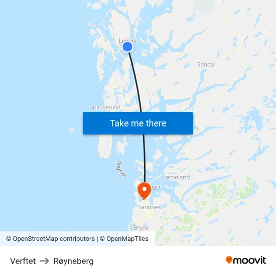 Verftet to Røyneberg map