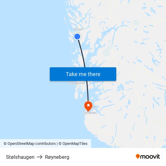 Stølshaugen to Røyneberg map