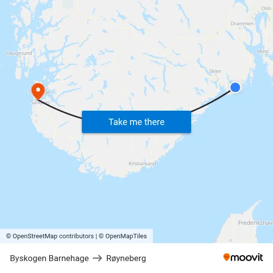 Byskogen Barnehage to Røyneberg map