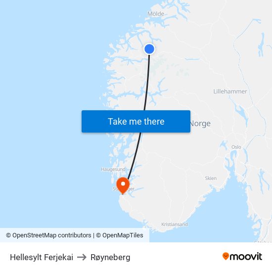 Hellesylt Ferjekai to Røyneberg map