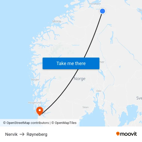 Nervik to Røyneberg map