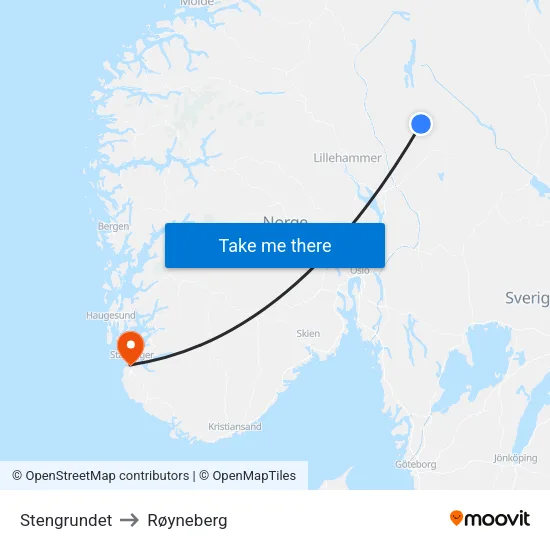 Stengrundet to Røyneberg map