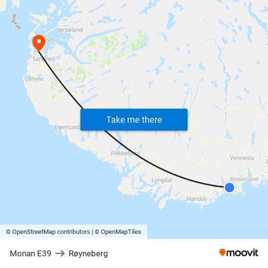 Monan E39 to Røyneberg map