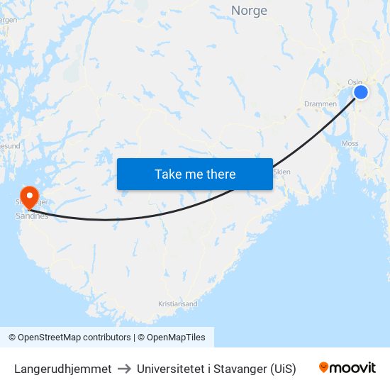 Langerudhjemmet to Universitetet i Stavanger (UiS) map