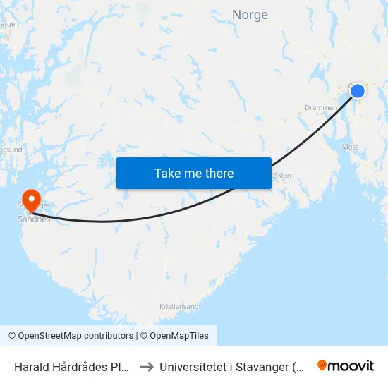 Harald Hårdrådes Plass to Universitetet i Stavanger (UiS) map