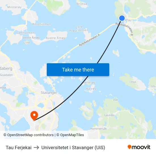 Tau Ferjekai to Universitetet i Stavanger (UiS) map